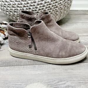 Trask Lana Metallic Quilted Leather Side Zip High Top Sneakers Taupe Size 9M